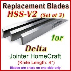 Set of 3 HSS Blades for Delta 4'' Jointer, HomeCraft