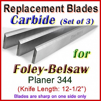 Set of 3 Carbide Blades for Foley-Belsaw 12-1/2'' Planer, 344