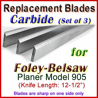 Set of 3 Carbide Blades for Foley-Belsaw 12'' Planer, 905