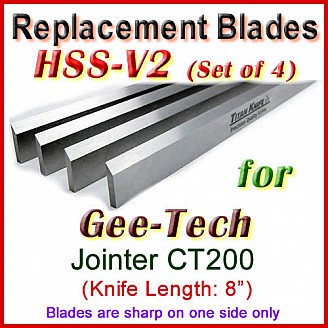 Set of 4 HSS Blades for Gee-Tech 8'' Jointer, CT200