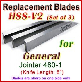 3 Jointer knives 8-1/16" X 13/16" X 1/8" V2 HSS 