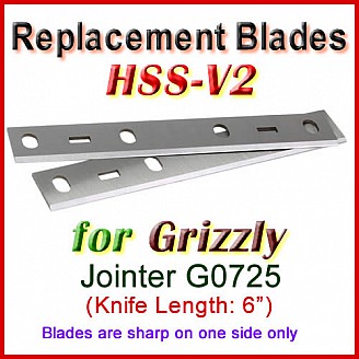 Set of 2 HSS Blades for Grizzly 6'' Jointer, G0725