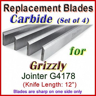 Set of 4 Carbide Blades for Grizzly 12'' Jointer, G4178