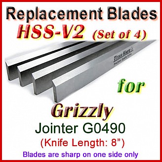 Set of 4 HSS Blades for Grizzly 8'' Jointer, G0490
