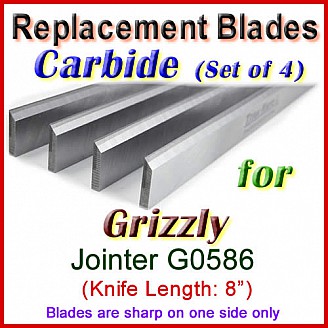 Set of 4 Carbide Blades for Grizzly 8'' Jointer, G0586