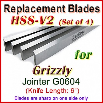 Set of 4 HSS Blades for Grizzly 6'' Jointer, G0604