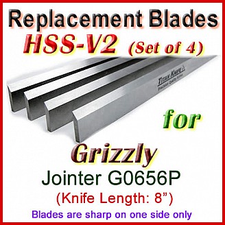 Set of 4 HSS Blades for Grizzly 8'' Jointer, G0656P