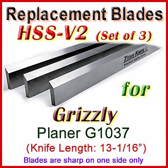 Set of 3 HSS Blades for Grizzly 13'' Planer, G1037