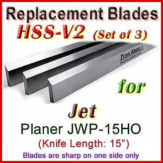 Set of 3 HSS Blades for Jet 15'' Planer, JWP-15HO Set of 3 HSS Blades for Jet 15'' Planer, JWP-15HO