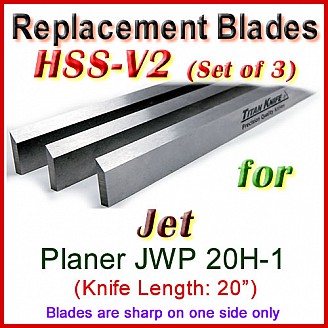 Set of 3 HSS Blades for Jet 20'' Planer, JWP 20H-1 Set of 3 HSS Blades for Jet 20'' Planer, JWP 20H-1