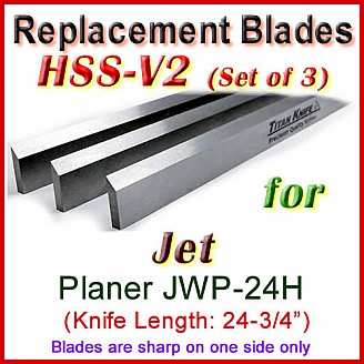 Set of 3 HSS Blades for Jet 25'' Planer, JWP-24H Set of 3 HSS Blades for Jet 25'' Planer, JWP-24H