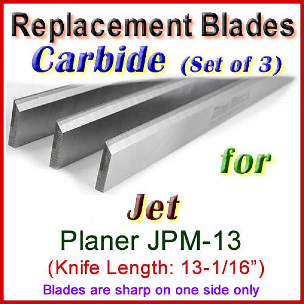 Set Of 3 Carbide Blades For Jet 13 Planer Jpm 13