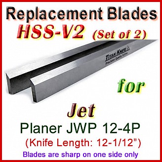 Set of 2 HSS Blades for Jet 12-1/2'' Planer, JWP 12-4P Set of 2 HSS Blades for Jet 12-1/2'' Planer, JWP 12-4P