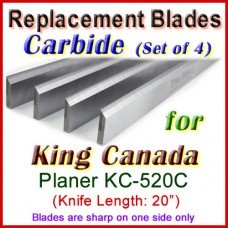 Set of 4 Carbide Blades for King Canada 20'' Planer, KC-520C