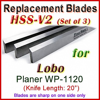 Set of 3 HSS Blades for Lobo 20'' Planer, WP-1120 Set of 3 HSS Blades for Lobo 20'' Planer, WP-1120