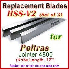 Set of 3 HSS Blades for Poitras 12'' Jointer, 4800