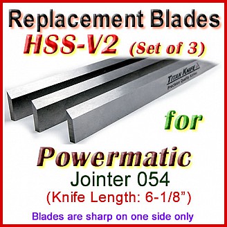 Set of 3 HSS Blades for Powermatic 6'' Jointer, 054