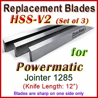Set of 3 HSS Blades for Powermatic 12'' Jointer, 1285