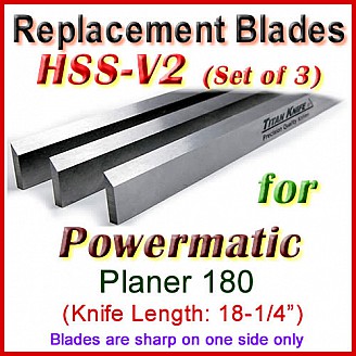 Set of 3 HSS Blades for Powermatic 18'' Planer, 180