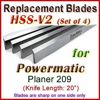 Set of 4 HSS Blades for Powermatic 20'' Planer, 209