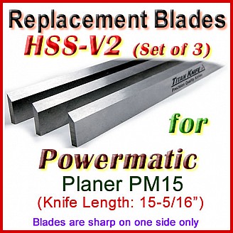 Set of 3 HSS Blades for Powermatic 15'' Planer, PM15