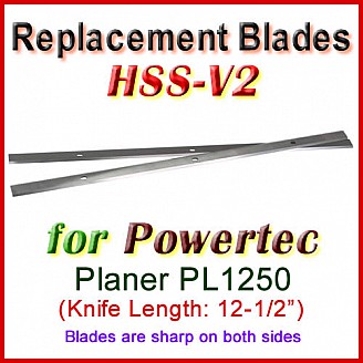 Set of 2 HSS Blades for Powertec 12-1/2'' Planer, PL1250