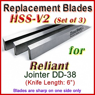 Set of 3 HSS Blades for Reliant 6'' Jointer, DD-38 Set of 3 HSS Blades for Reliant 6'' Jointer, DD-38