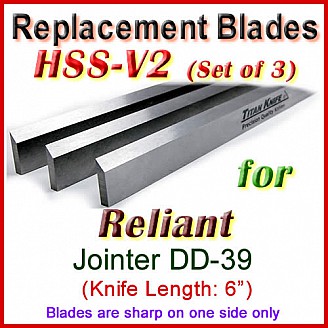 Set of 3 HSS Blades for Reliant 6'' Jointer, DD-39 Set of 3 HSS Blades for Reliant 6'' Jointer, DD-39