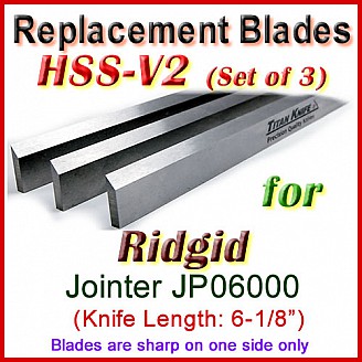 Set of 3 HSS Blades for Ridgid 6'' Jointer, JP06000