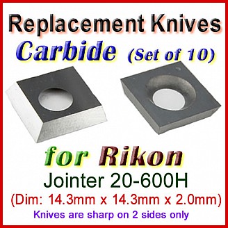 Box of 10 Carbide Insert knives for Rikon Jointer, 20-600H