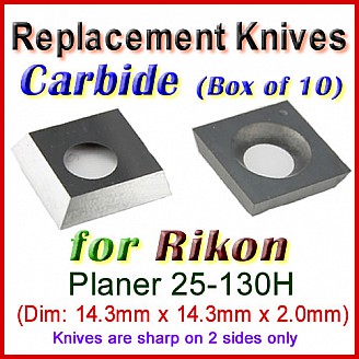 Box of 10 Carbide Insert knives for Rikon Planer, 25-130H