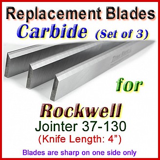 Set of 3 Carbide Blades for Rockwell 4'' Jointer, 37-130