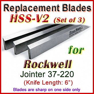 Set of 3 HSS Blades for Rockwell 6'' Jointer, 37-220