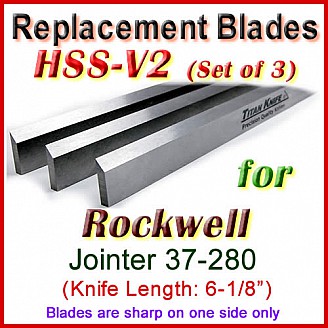Set of 3 HSS Blades for Rockwell 6'' Jointer, 37-280