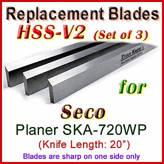 Set of 3 HSS Blades for Seco 20'' Planer, SKA-720WP Set of 3 HSS Blades for Seco 20'' Planer, SKA-720WP
