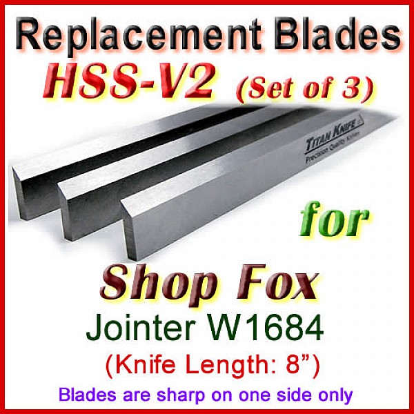 Set Of 3 Hss Blades For Shop Fox 8 Jointer W1684