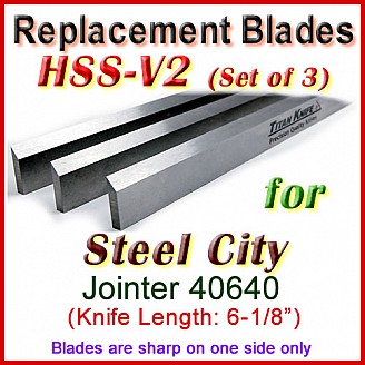 Set of 3 HSS Blades for Steel City 6'' Jointer, 40640