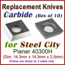 Box of 10 Carbide Insert knives for Steel City Planer, 40300H