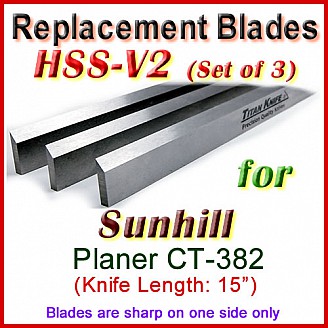 Set of 3 HSS Blades for Sunhill 15'' Planer, CT-382