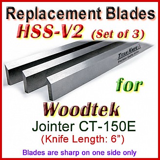 Set of 3 HSS Blades for Woodtek 6'' Jointer, CT-150E