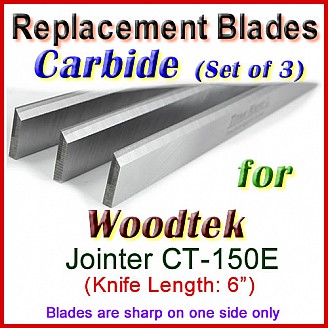 Set of 3 Carbide Blades for Woodtek 6'' Jointer, CT-150E